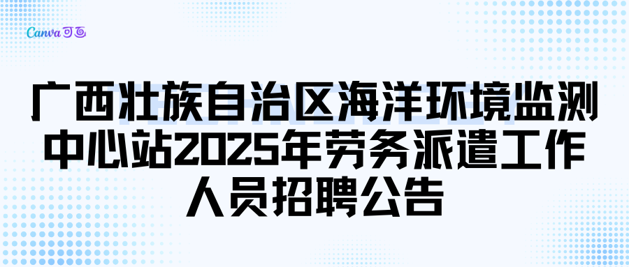 廣西壯族自治區(qū)海洋環(huán)境監(jiān)測中心站2025年勞務派遣工作人員招聘公告